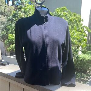 Women's Faconnable Zip Sweater Top small Black Jacket